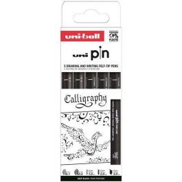 Uniball Rotulador Pin Caligráfico Negro Set 5 unidades: 0.1, 0.5, Chisel 1, 2 y 3. Tinta resistente al agua. Precio: 9.78999989. SKU: B195Z2G9EF