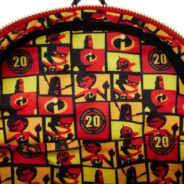 Loungefly Mochila 20th Anniversary Los Increíbles Disney Pixar 22.5x30x11.25cm Piel Vegana Metalizada con Luces LED