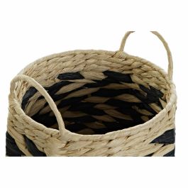 Cesta Balines DKD Home Decor Marron Claro Negro 30 x 30 x 30 cm Set de 2