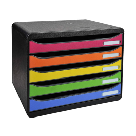 Modulo Exacompta Big-Box Plus Apaisado 5 Cajones Colores Negro/Arlequin