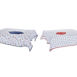 DKD Home Decor Mantel Mediterraneo Costa Peces Poliéster Azul Rojo Blanco 250x150 cm Set 9 Piezas Pack 2 Unidades