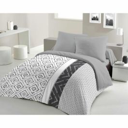 Home Linge Passion HOM3701393715324 Juego Nórdico de Microfibra ETHNO Gris 220 x 240 cm + 2 Fundas de Almohada 63 x 63 cm