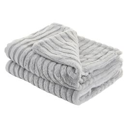 DKD Home Decor Manta Gris Claro Poliéster 170x130 cm 630 gsm para Sofá Estilo Urban (2 Unidades)
