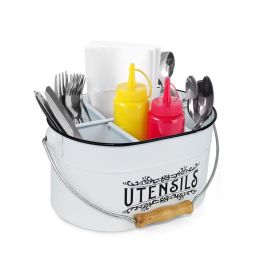 Inde Cubo Organizador de Utensilios My Bar de Metal con Asa - 19,4 cm Ancho x 13,4 cm Alto x 27,2 cm Largo (4 Unidades)