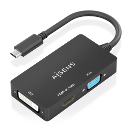 Aisens A109-0954 Conversor USB-C Macho a DVI/HDMI/VGA Hembra 3 en 1, soporta 4K 60Hz HDMI y 1080p DVI/HDMI/VGA simultáneo, 15cm Negro Precio: 18.49999976. SKU: B14WXKAN98