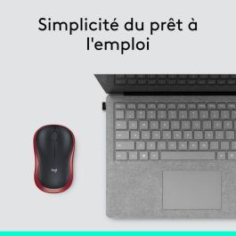 Logitech M185 Ratón Inalámbrico RF Plug-and-Play Rojo con Nano Receptor USB, Ergonómico, Fiable, Batería 1 Año