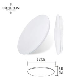 Edm Aplique Led Circular Superficie 18W 6500K 1820Lm Ø32,5x6,2cm