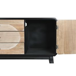 DKD Home Decor Mueble TV Moderno Madera Negro Natural 120 x 50 x 58 cm con 3 Cajones y 2 Puertas