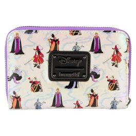 Loungefly Cartera Villanas Disney Piel Vegana 10.1x15.2cm Billetero con Cremallera y Ranuras para Tarjetas