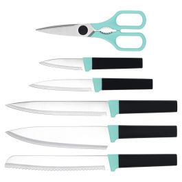 Quid Tacoma con Cuchillos y Tijera Oasis, Set de 6 Piezas, de Metal Color Azul, Libre de BPA, Lavar a Mano