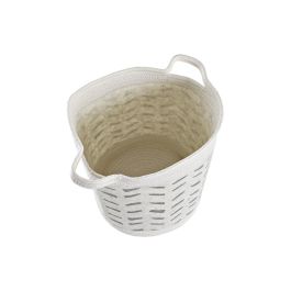 DKD Home Decor Cesta Basicos Gris Blanco Algodon Set de 3 Piezas 35 x 40 x 35 cm