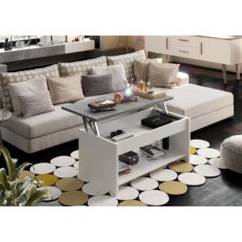 Mesa de centro de elevación FELIZ - Blanco y gris - L 50 cm Mesa de centro de elevación FELIZ - Blanco y gris - L 50 cm