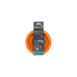 Lickimat UFO para Perro - Plato Interactivo Antiestrés para Lamer Comida Lenta y Baño con Ventosa Adherente Naranja de Goma