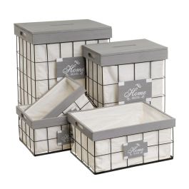 Juego de Cestos Gris Poliéster Hierro Madera MDF 800 ml 2 L 3 L 6 L 1,2 L 42 x 31 x 54 cm