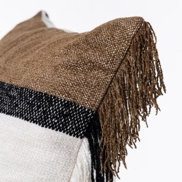 Cojín Blanco-Marrón Algodón/Terciopelo 50 X 50 cm