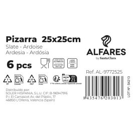 Santa Clara Plato Pizarra 25x25 cm Alfares (12 Unidades)