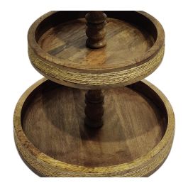 DKD Home Decor Centro de Mesa Cottage Indianrope de Mango y Cuerda Marrón 38 x 63 x 38 cm