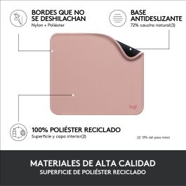 Logitech Alfombrilla de Ratón Desk Mat Studio Series - Tela Suave, Antideslizante, Poliéster Reciclado, Rosa Oscuro