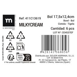La Mediterranea Bol Rectangular 17.5 x 12.4 cm Milkycream (36 Unidades)
