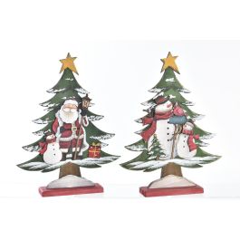 DKD Home Decor Árbol de Navidad Tradicional en Madera, Verde y Rojo, 6 x 37.5 x 28.5 cm, Pack de 6 Unidades Surtidas