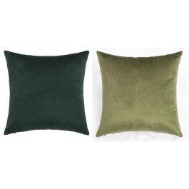 DKD Home Decor Funda Cojín Navidad Alpina de Chenilla Verde 45x45 cm con Cremallera Pack 4 Unidades 435 g/m²
