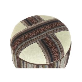 DKD Home Decor Reposapiés Alpino de Algodón y Mango Multicolor 40x56x40 cm con Tapa - Colección Afrkn