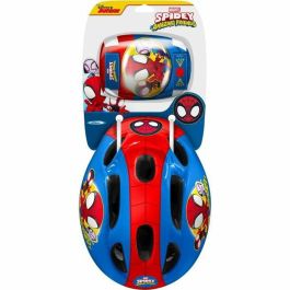 Stamp Casco Infantil Spidey con Coderas y Rodilleras Ajustable para Bicicleta y Patines Circunferencia 50-56cm