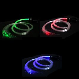 Kit Iluminación Fibra Óptica 16W LED RGB 150 Hilos 0.75mm 2m, Generador de Luz, Mando RF, 40.000H - CA-MLFO-16W-150
