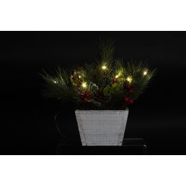 DKD Home Decor Decoración Navideña Luminosa Tradicional LED, de MDF, Verde y Blanco, Medidas 25x25x33 cm (Pack de 2)