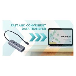 I-tec Hub USB-C con 4 Puertos USB 3.0 para Ordenador Portátil, Tablet y Teléfono Inteligente, Conexión Rápida de Datos y Carga