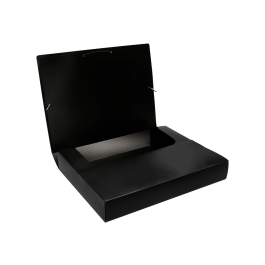 Liderpapel Carpeta Portadocumentos 36905 Polipropileno Din A4 Negra Lomo 50 mm con Cierre de Gomas y 2 Bolsillos para CD