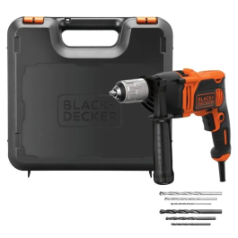 Black+Decker Taladro Percutor BEH850K-QS 850W con Cable de 3m y Portabrocas de 13mm, Ideal para Mampostería
