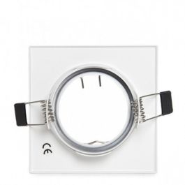 Aro Foco Downlight Empotrable Basculante Cuadrado de Aluminio Blanco 83x83mm para Lámparas GU10/GX5.3