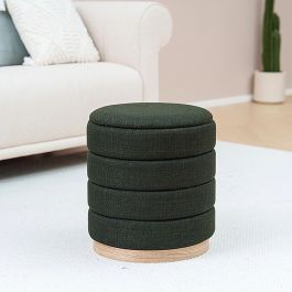 Puff con almacenamiento verde VERSA 44x40 cm - Madera MDF, Poliéster, Tela lino sintético Puff con almacenamiento verde VERSA 44x40 cm - Madera MDF, Poliéster, Tela lino sintético