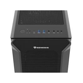 Genesis Irid 505F Caja Gaming Midi Tower ATX/Micro-ATX/Mini-ITX con 5 Ventiladores Preinstalados, Panel Lateral Cristal Templado Negro
