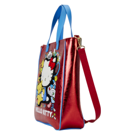 Loungefly Bolso y Monedero Hello Kitty 50 Aniversario Piel Vegana Metalizada Correa Ajustable