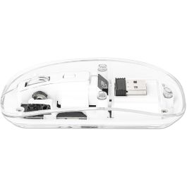 MANHATTAN 190275 Ratón Inalámbrico Óptico 1600 DPI USB-A, RGB LED Blanco Transparente, Ambidextro, Conectar y Usar