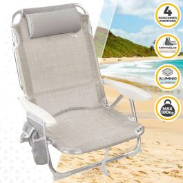 Silla Plegable con Reposacabezas Aktive Ibiza Beige 51 x 76 x 45 cm (2 Unidades) Silla Plegable con Reposacabezas Aktive Ibiza Beige 51 x 76 x 45 cm (2 Unidades)