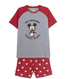 Pijama de Verano Mickey Mouse Rojo (Adultos) Hombre Gris S