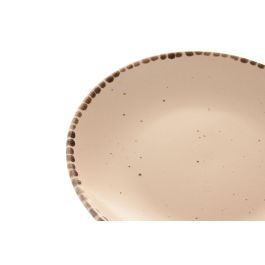 DKD Home Decor Plato Marron Gres 20 x 2.5 x 20 cm (6 Unidades) Apto Microondas y Lavavajillas