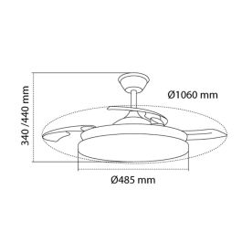Cristalrecord Ventilador de Techo LED 3CCT Stars Evo Smart Blanco, Aspas Retráctiles, Motor DC, Silencioso 72W 7920 lm
