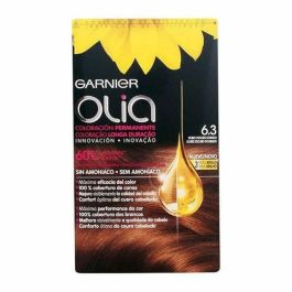 Garnier Olia Coloración Permanente Sin Amoniaco 6.3 Rubio Oscuro Dorado, con Aceites Florales, Cubre Canas 1 Unidad