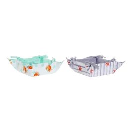 Cesta Mediterraneo DKD Home Decor Verde Azul 34 x 34 x 34 cm (2 Unidades)