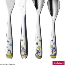 WMF 1286056040 Juego de Cubiertos Infantiles Einhorn (Unicornio) 4 Piezas Cromargan