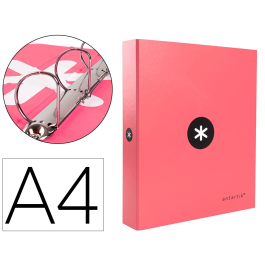 Antartik Carpeta 4 Anillas 40 mm Mixtas A4 Forrada Color Coral