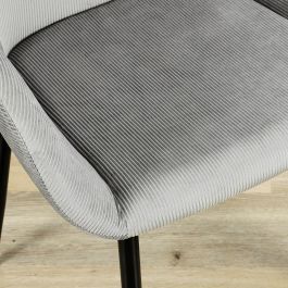 Home Deco Factory Butaca Gris Giulia - Estilo Escandinavo, Tapizado de Terciopelo, Patas de Metal