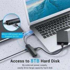 Vention CHPBB Docking Station USB 2.0 con 3 Puertos USB-A, 1xMicro USB PD, 1xRJ45 Ethernet 10/100Mbps Negro