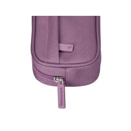 Estuche Portatodo Liderpapel Classic Ovalado 2 Cremalleras Con Bolsillo Delantero 210x90 mm Morado Empolvado