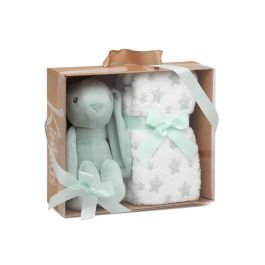 KioKids Conejo De Peluche Verde Con Mantita De Estrellas 25cm, Ideal Recien Nacido