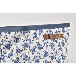 DKD Home Decor Cesta Shabby Poliéster Azul Blanco Colección Indigo 30 x 30 x 40 cm